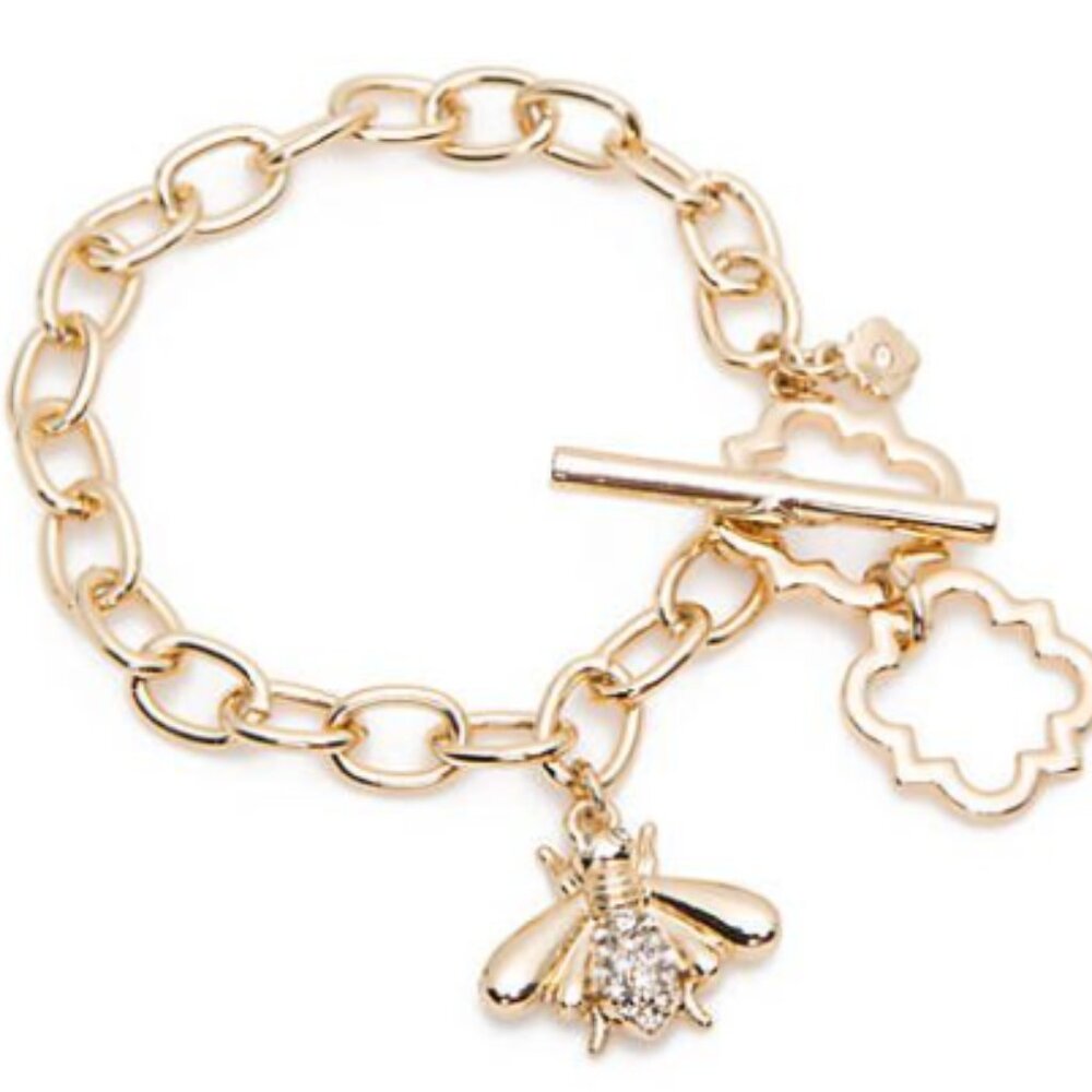 Crown & Ivy Gold Tone Bee Bracelet